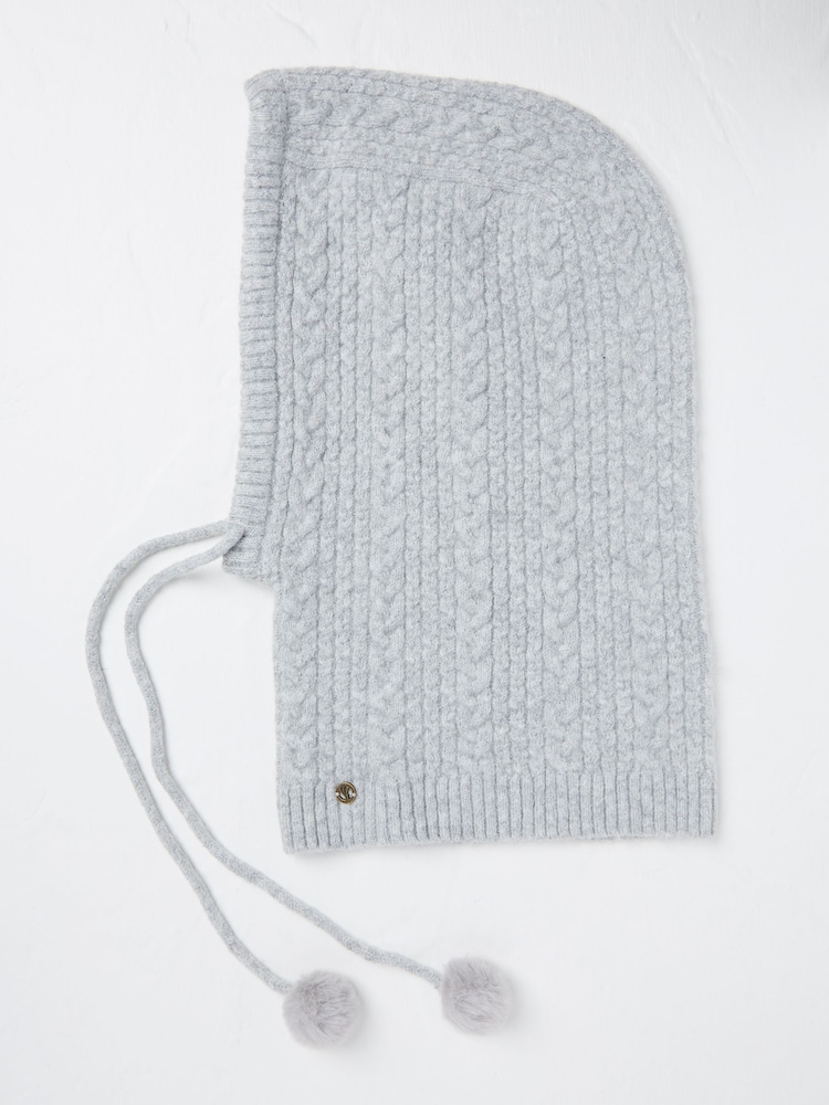 FatFace Grey Cable Knit Hood Hat - Image 1 of 2