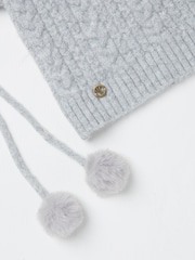 FatFace Grey Cable Knit Hood Hat - Image 2 of 2