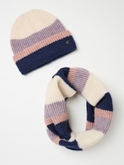 FatFace Multi Colourblock Hat and Scarf Gift Set - Image 3 of 3