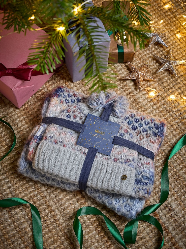 FatFace Grey Spacedye Hat And Snood Gift Set - Image 1 of 3
