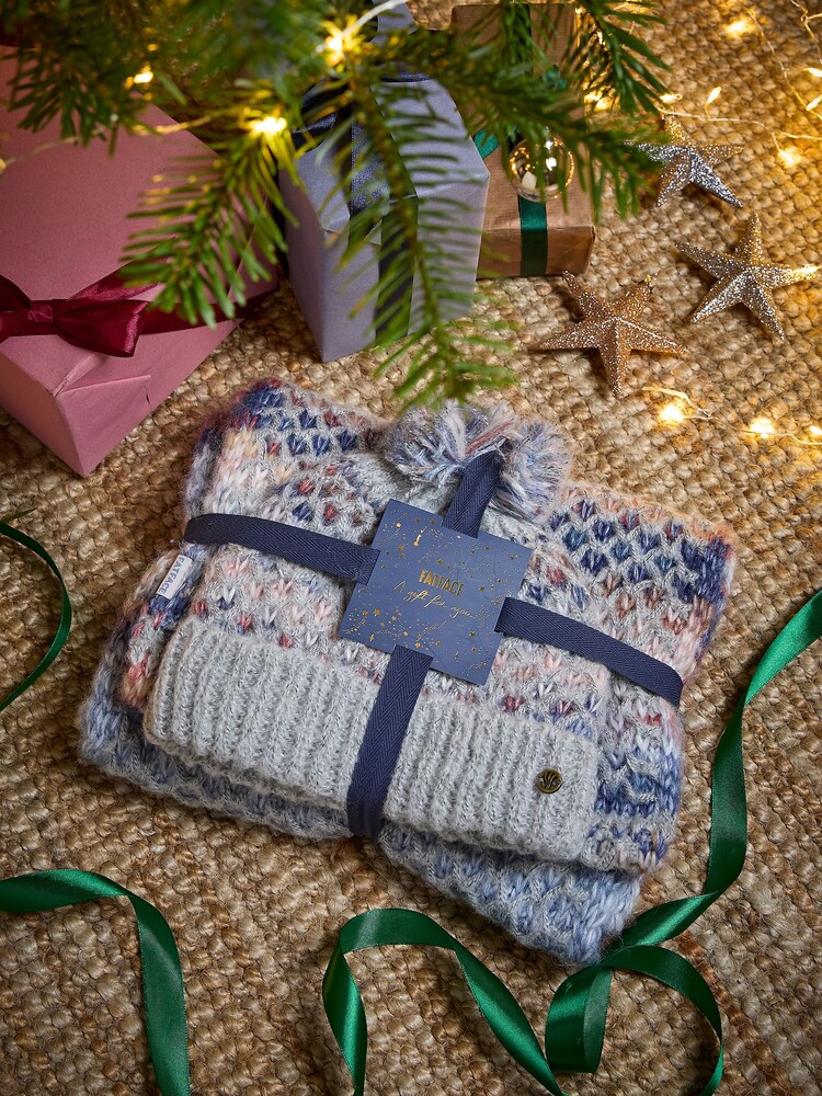 FatFace Grey Spacedye Hat And Snood Gift Set - Image 1 of 3 FatFace Grey Spacedye Hat And Snood Gift Set - Image 1 of 3