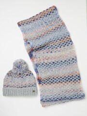 FatFace Grey Spacedye Hat And Snood Gift Set - Image 2 of 3