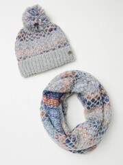 FatFace Grey Spacedye Hat And Snood Gift Set - Image 3 of 3