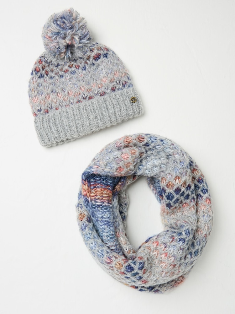 FatFace Grey Spacedye Hat And Snood Gift Set - Image 3 of 3