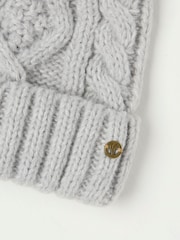 FatFace Grey Billie Cable Bobble Hat - Image 2 of 4