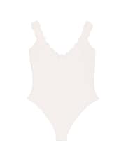 Victoria's Secret Coconut White Lace Trim Scoop Neck Bodysuit - Image 3 of 3