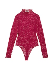 Victoria's Secret Campari Red Lace Long Sleeve Bodysuit - Image 3 of 3