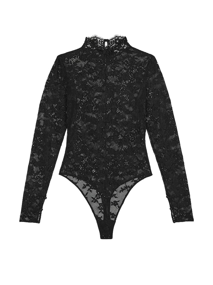 Victoria's Secret Black Lace Long Sleeve Bodysuit - Image 3 of 3