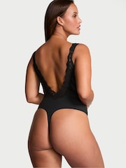 Victoria's Secret Black Lace Trim Scoop Neck Bodysuit - Image 2 of 3