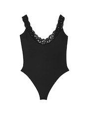 Victoria's Secret Black Lace Trim Scoop Neck Bodysuit - Image 3 of 3