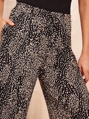 Friends Like These Camel Wide Leg Crinkle Jersey Printed Elasticated Waist Trousers - Image 3 of 4