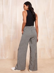 Friends Like These Black Wide Leg Crinkle Jersey Printed Elasticated Waist Trousers - Image 4 of 4