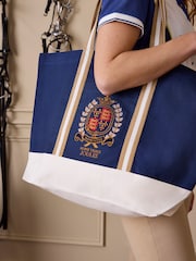 Joules Navy Official Badminton Horse Trials Embroidered Canvas Tote Bag - Image 2 of 10