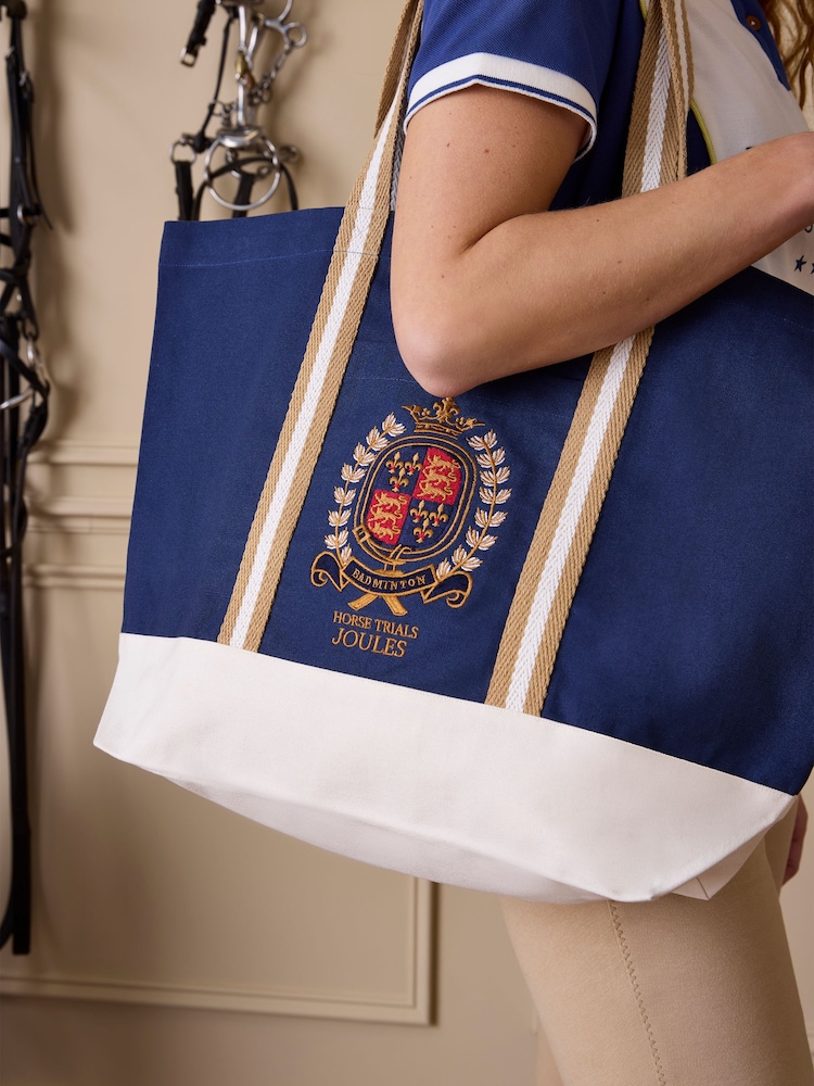 Joules Navy Official Badminton Horse Trials Embroidered Canvas Tote Bag - Image 2 of 10