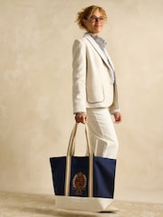 Joules Navy Official Badminton Horse Trials Embroidered Canvas Tote Bag - Image 5 of 10