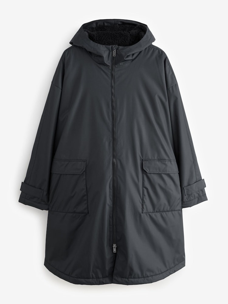 Black Active Swim Changing Robe Coat Jacket - Image 7 of 11