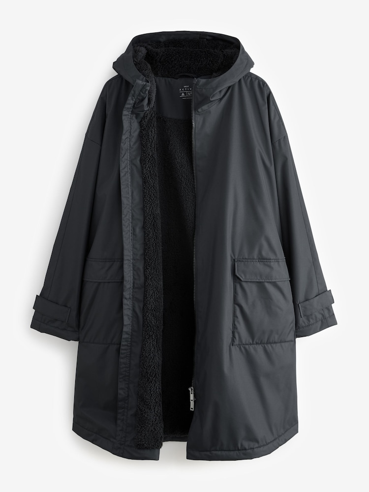 Black Active Swim Changing Robe Coat Jacket - Image 8 of 11