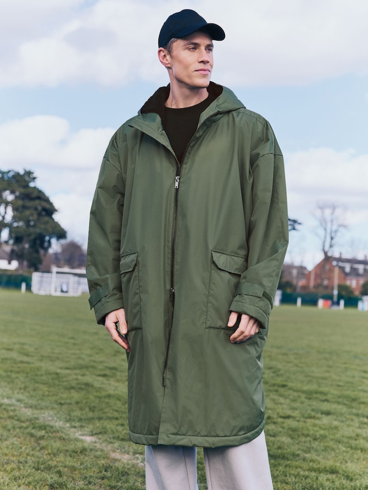 Khaki Green Active Swim Changing Robe Coat Jacket - Image 1 of 11