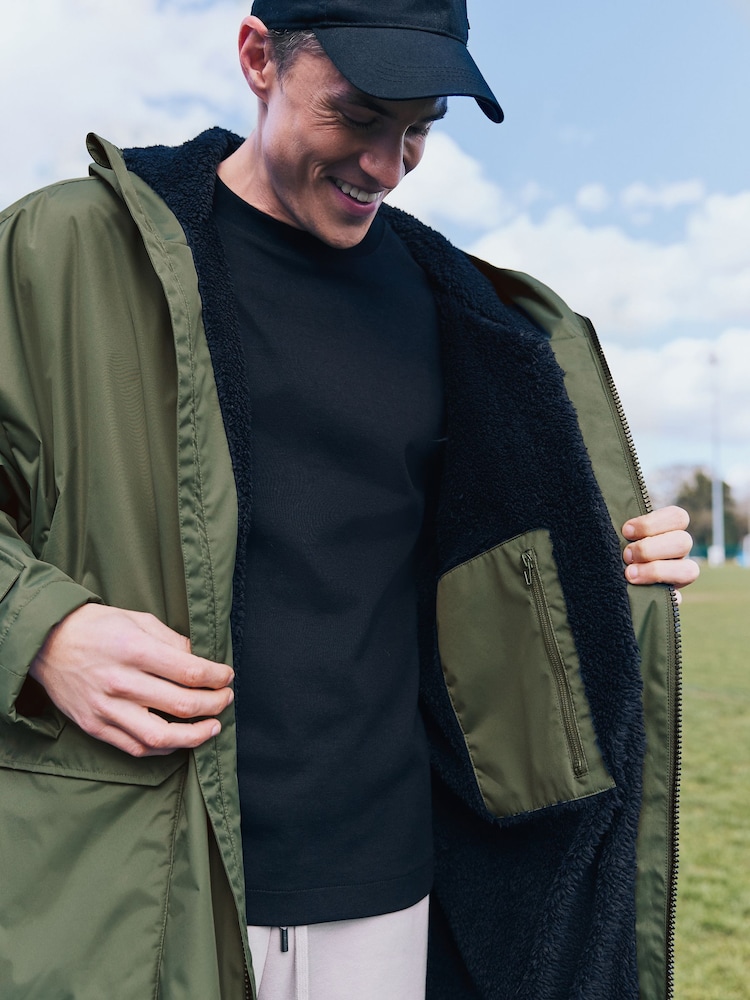 Khaki Green Active Swim Changing Robe Coat Jacket - Image 6 of 11