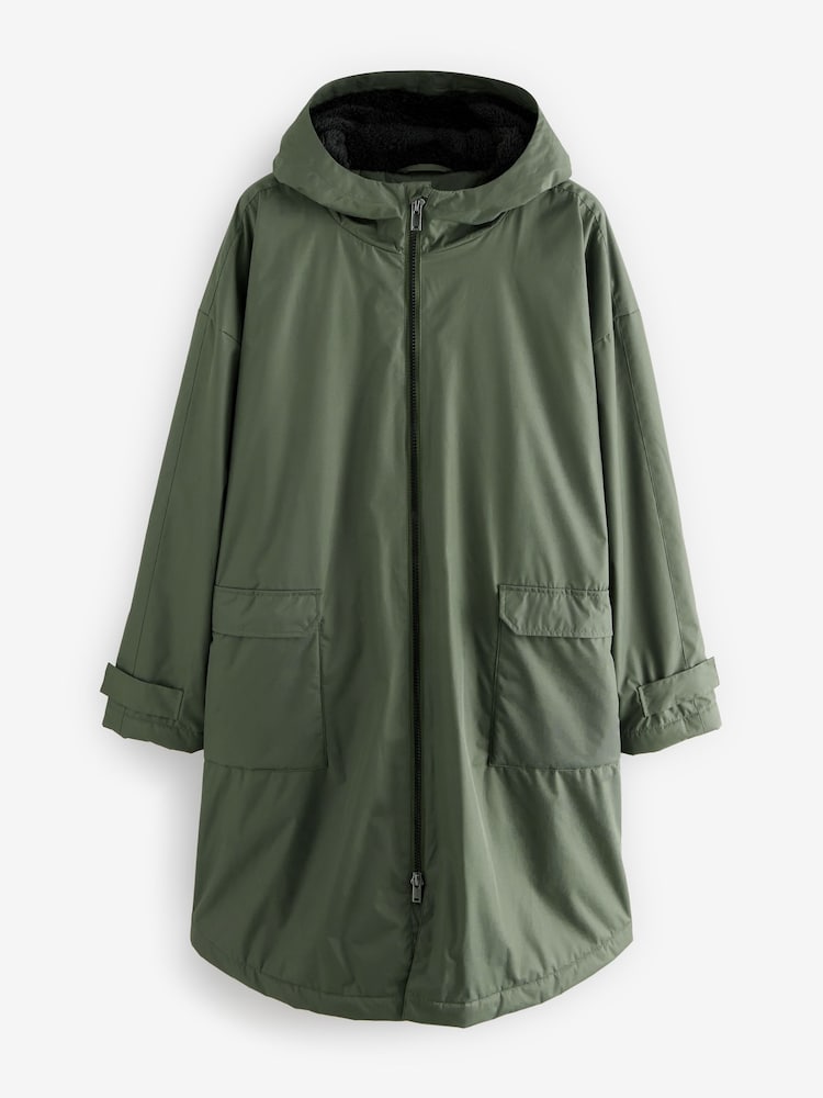 Khaki Green Active Swim Changing Robe Coat Jacket - Image 7 of 11