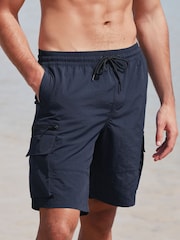 Navy Blue Utility Swim Shorts - Image 1 of 8