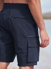 Navy Blue Utility Swim Shorts - Image 5 of 8