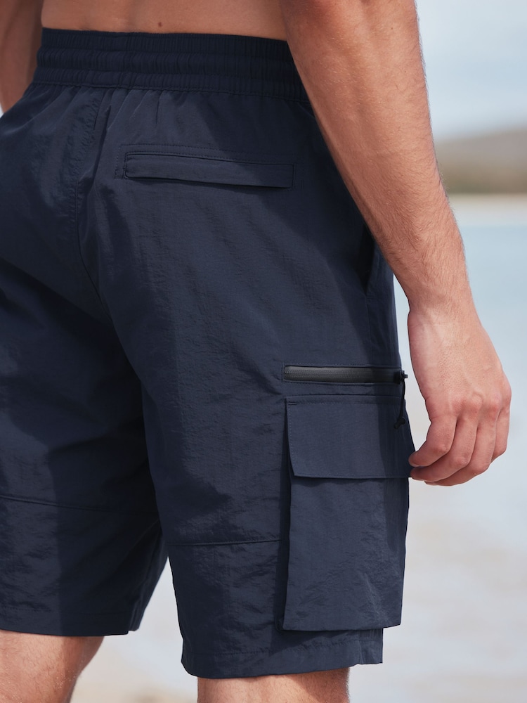 Navy Blue Utility Swim Shorts - Image 5 of 8