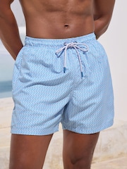 Lilac Purple Fish Conversational Printed Swim Shorts - Image 1 of 12
