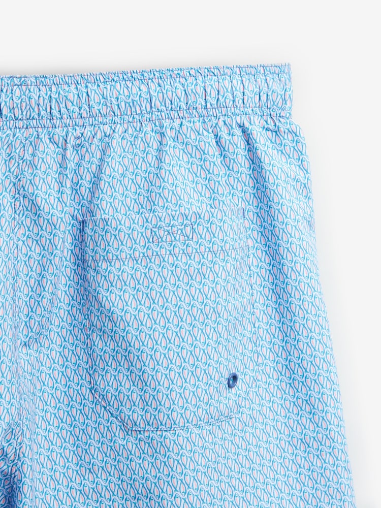 Lilac Purple Fish Conversational Printed Swim Shorts - Image 10 of 12