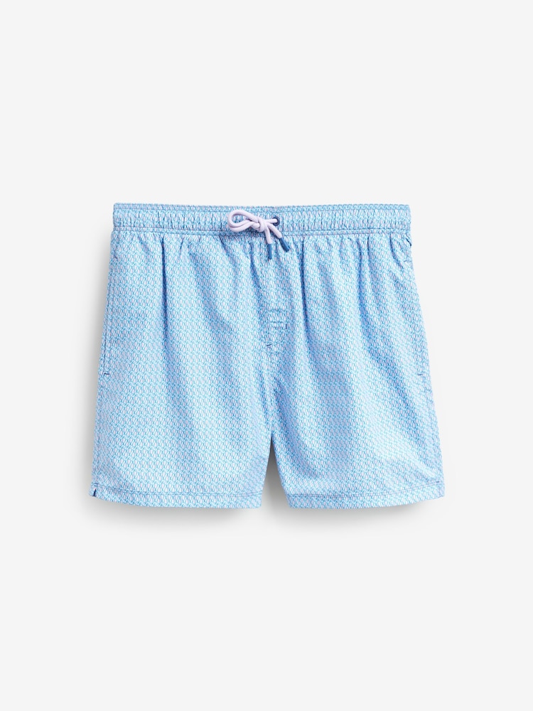 Lilac Purple Fish Conversational Printed Swim Shorts - Image 8 of 12