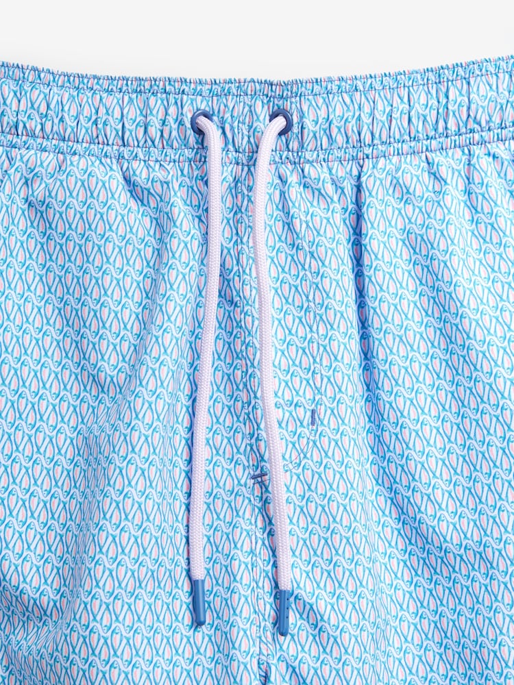 Lilac Purple Fish Conversational Printed Swim Shorts - Image 9 of 12
