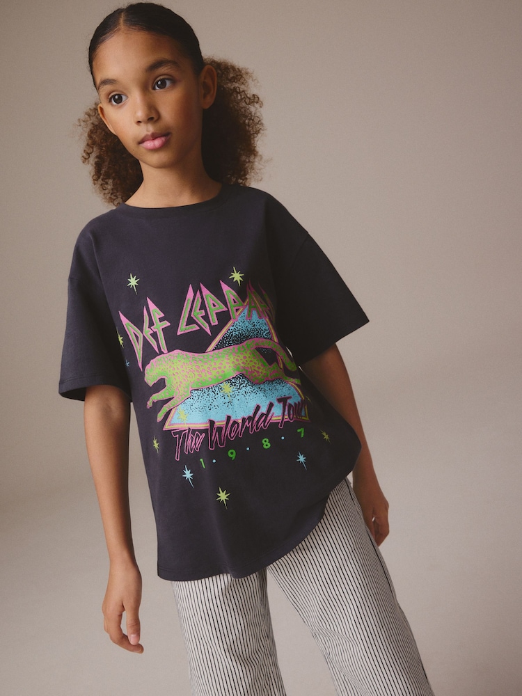 Noir - T-shirt Def Leppard imprimé 100% coton Band License (3-16ans) - Image 1 de 7