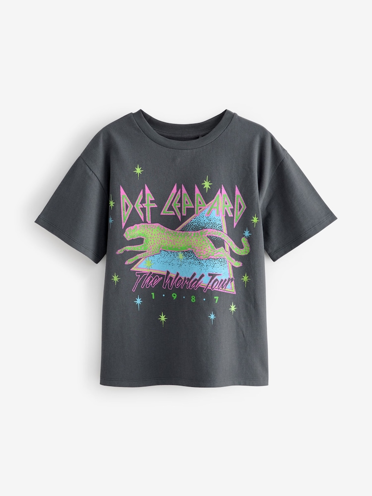 Black Def Leppard Print 100% Cotton Band License T-Shirt (3-16yrs) - Image 4 of 7