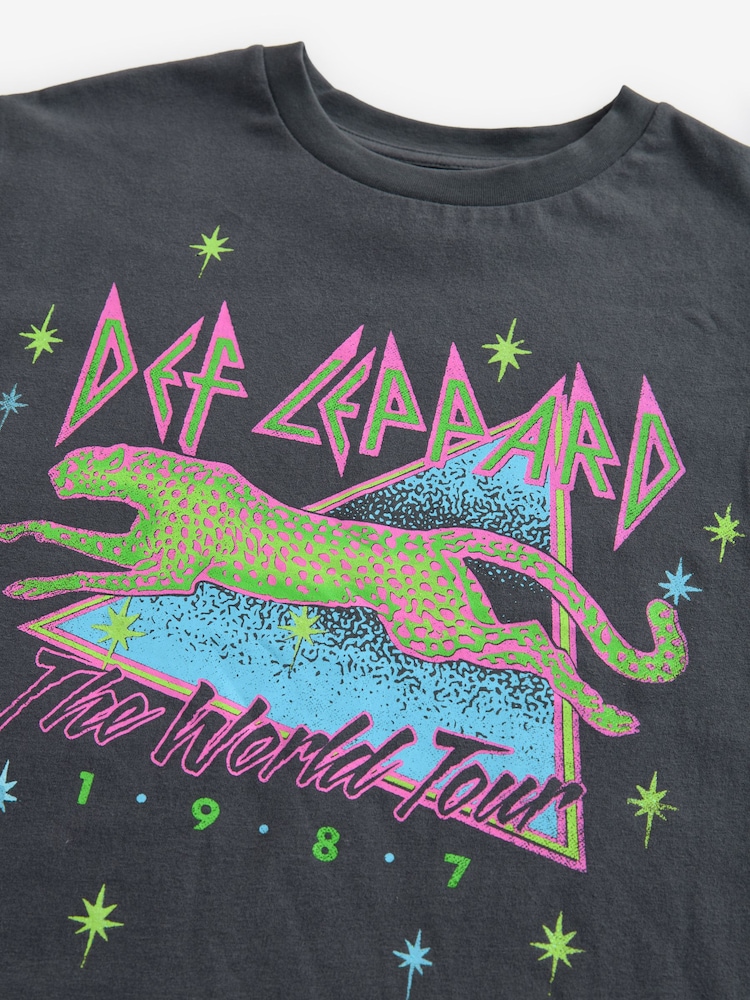 Black Def Leppard Print 100% Cotton Band License T-Shirt (3-16yrs) - Image 6 of 7