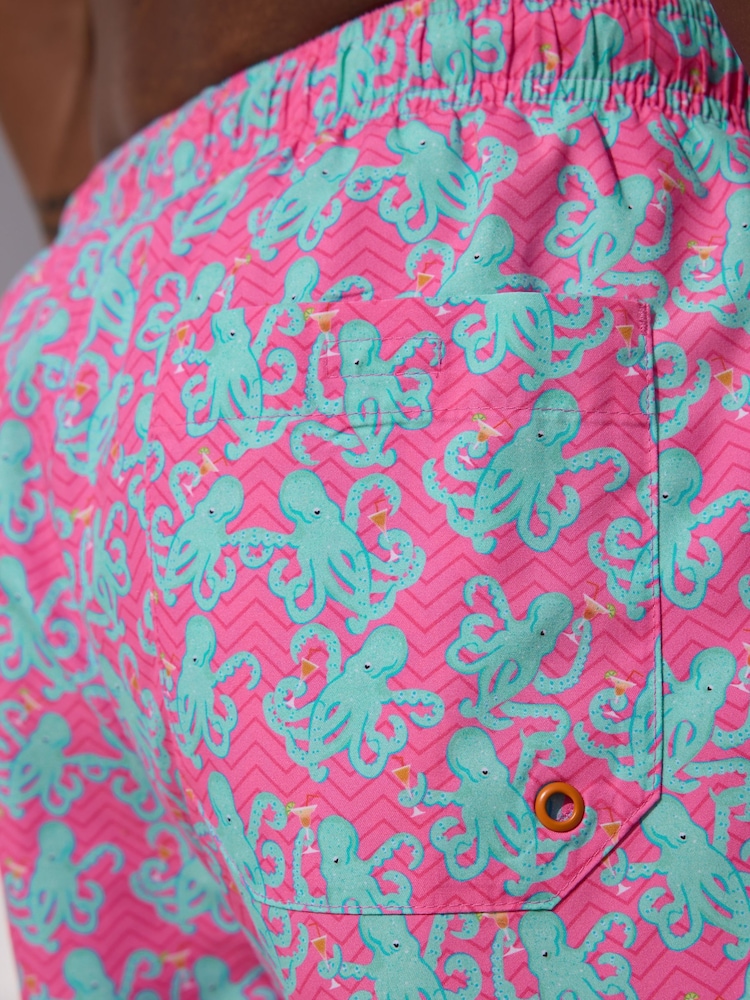 Pink Octopus Conversational Printed Swim Shorts - Image 5 of 10