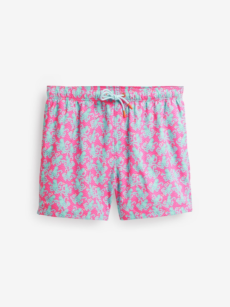 Pink Octopus Conversational Printed Swim Shorts - Image 6 of 10