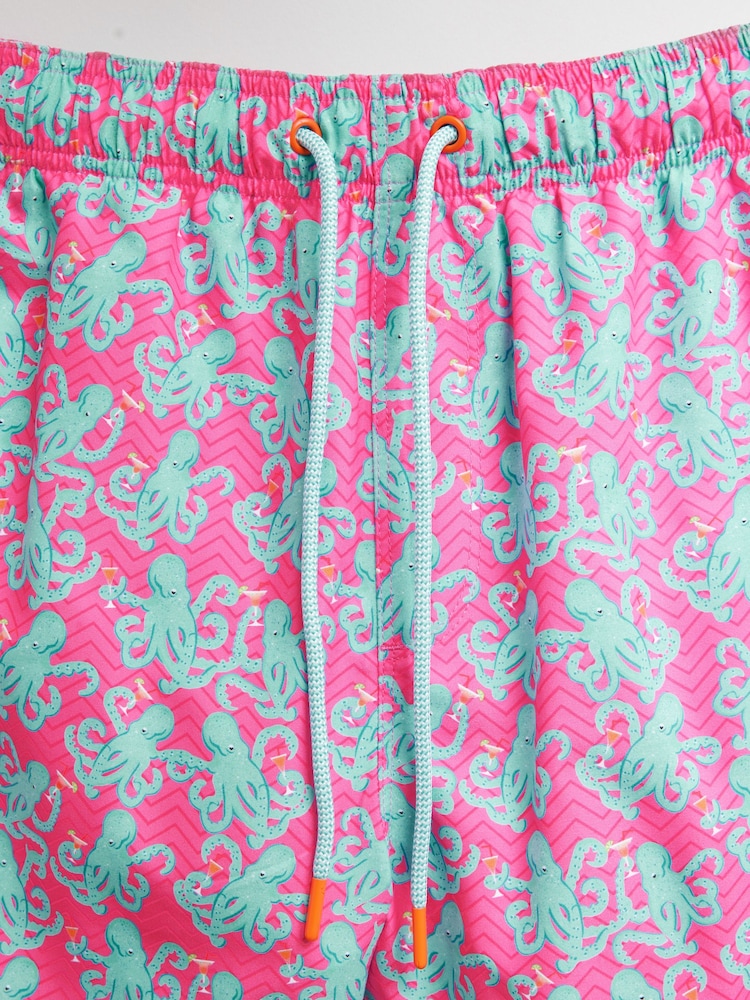 Pink Octopus Conversational Printed Swim Shorts - Image 7 of 10