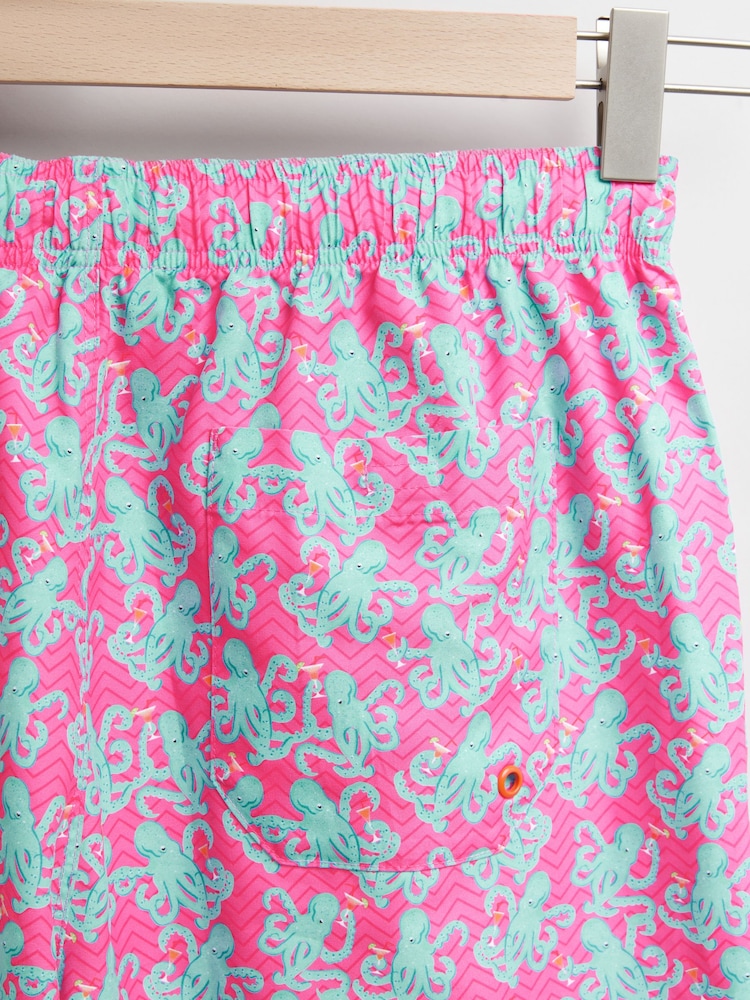 Pink Octopus Conversational Printed Swim Shorts - Image 8 of 10