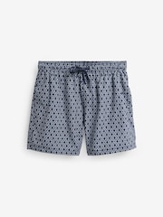 Navy Geometric Tile Printed Swim Shorts - Image 6 of 10