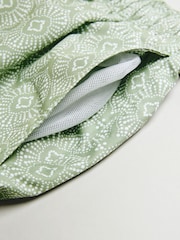 Sage Green Geometric Printed Swim Shorts - Image 10 of 11