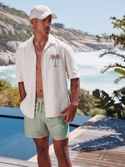 Sage Green Geometric Printed Swim Shorts - Image 5 of 11