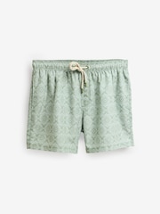 Sage Green Geometric Printed Swim Shorts - Image 7 of 11