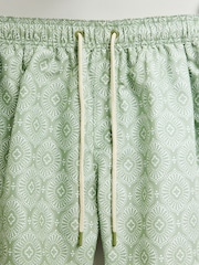 Sage Green Geometric Printed Swim Shorts - Image 8 of 11