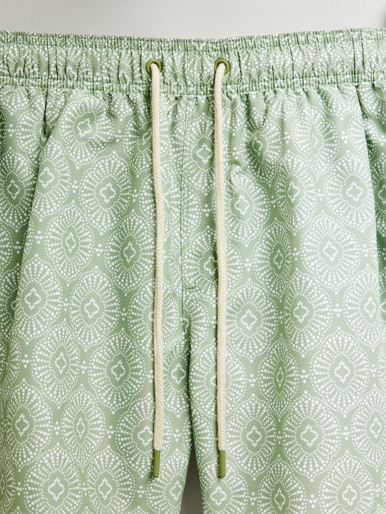 Sage Green Geometric Printed Swim Shorts - Image 8 of 11