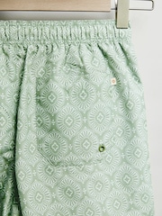 Sage Green Geometric Printed Swim Shorts - Image 9 of 11