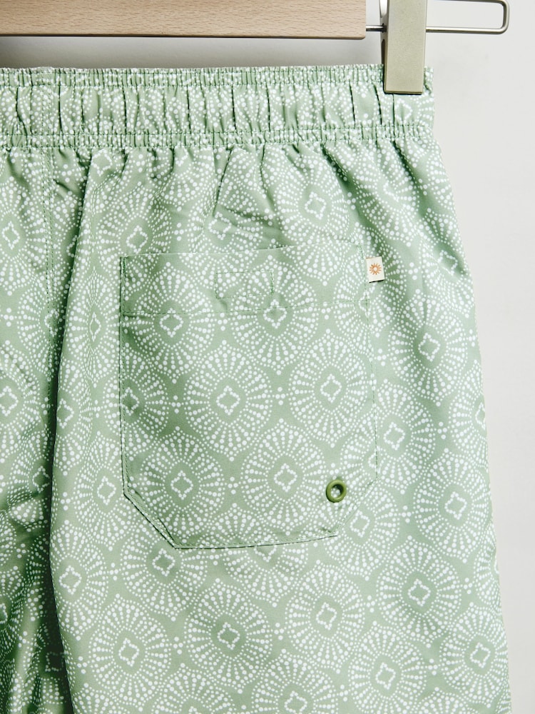Sage Green Geometric Printed Swim Shorts - Image 9 of 11