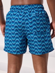 Light Blue Wave Printed Swim Shorts - Image 3 of 11