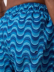 Light Blue Wave Printed Swim Shorts - Image 6 of 11