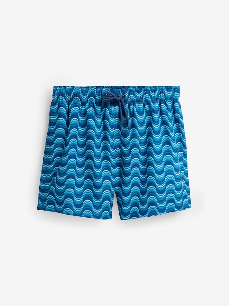 Light Blue Wave Printed Swim Shorts - Image 7 of 11