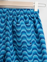 Light Blue Wave Printed Swim Shorts - Image 9 of 11